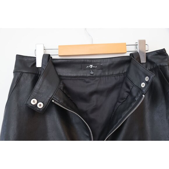 7 For All Mankind Faux Leather Zip-Front Mini Skirt L Black - Picture 2 of 3
